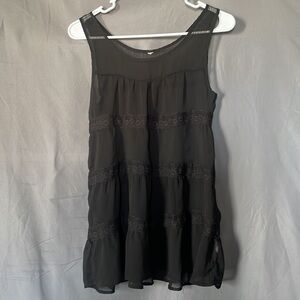 Vintage Sheer Black Lacy Tiered Tank XS/S
